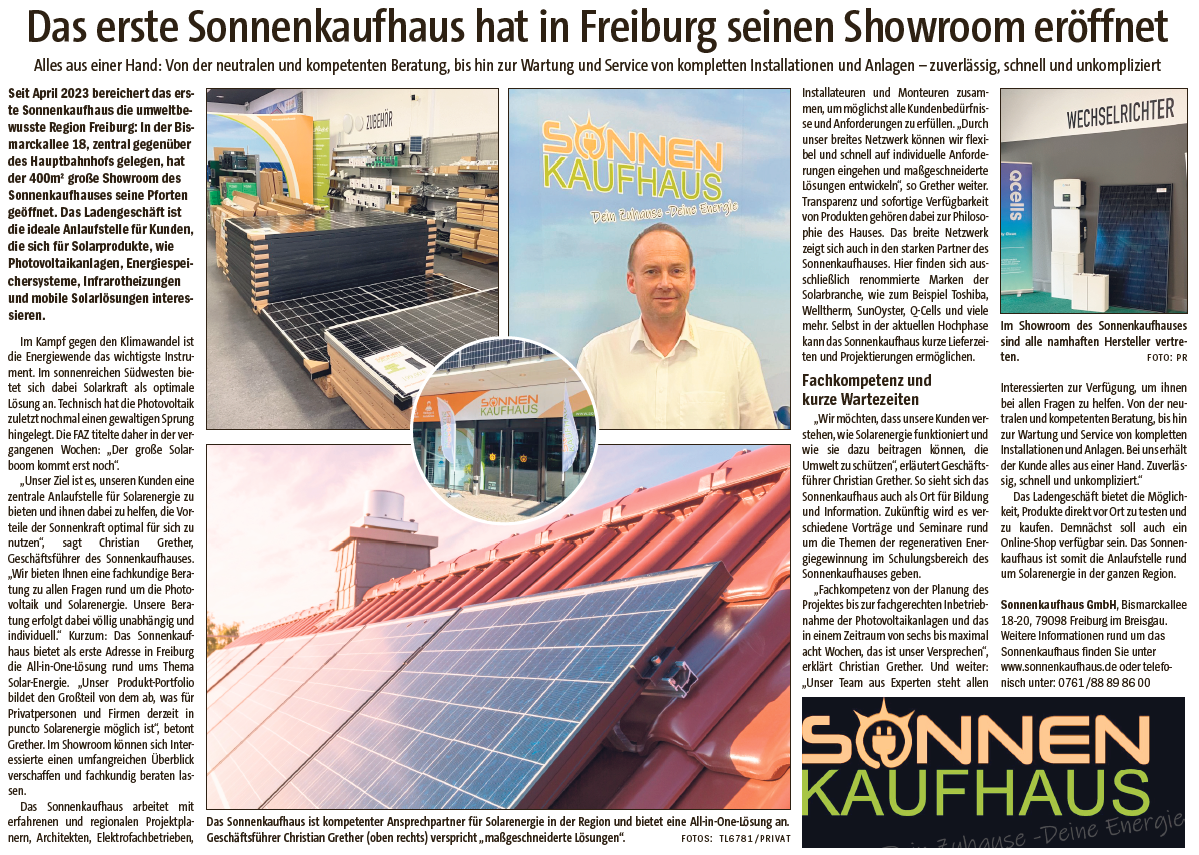 Freiburger Wochenbericht das erste Sonnenkaufhaus in Freiburg